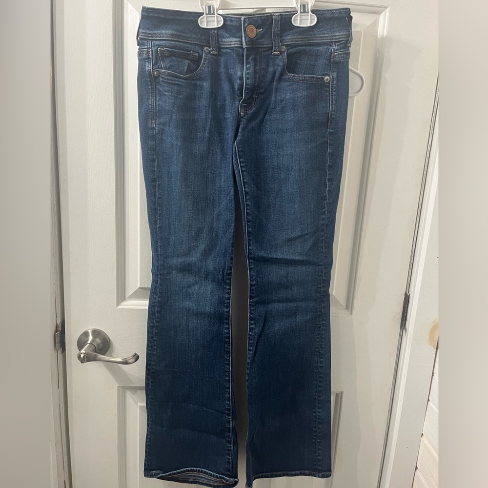 American Eagle kick boot (boot cut) jeans, size 2 SHORT, dark wash